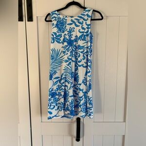 Lilly Pulitzer XS Blue & White Palm Floral Sleeveless Shift Dress